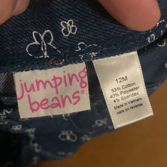Jumping Beans Baby Girls Denim-Style Shorts with Butterfly Print. Size 12 months - Picture 3 of 3